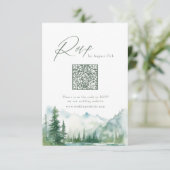 Sage Watercolor Mountain Forest Rustic QR code 出欠カード (スタンド正面)