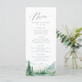 Sage Watercolor Mountain Forest Rustic Wedding メニュー (スタンド正面)