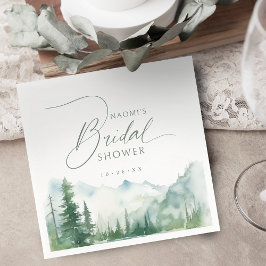 Sage Watercolor Mountain Rustic Bridal Shower  スタンダードカクテルナプキン