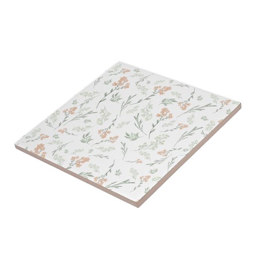 Sage Watercolor Wildflower Floral タイル (側面)