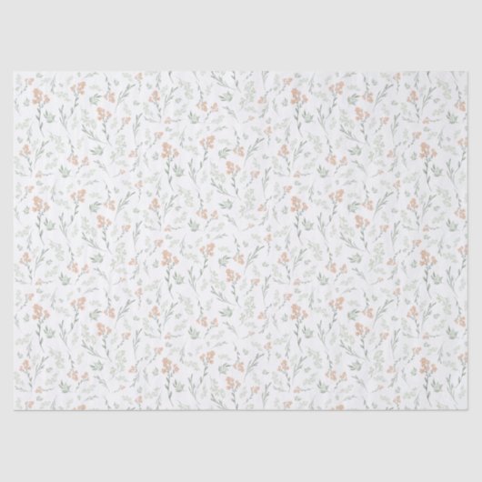 Sage Watercolor Wildflower Floral 薄葉紙 (正面)