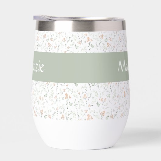 Sage Watercolor Wildflower Floral Custom Name (右面)