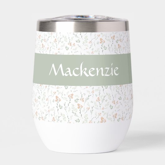 Sage Watercolor Wildflower Floral Custom Name (正面)