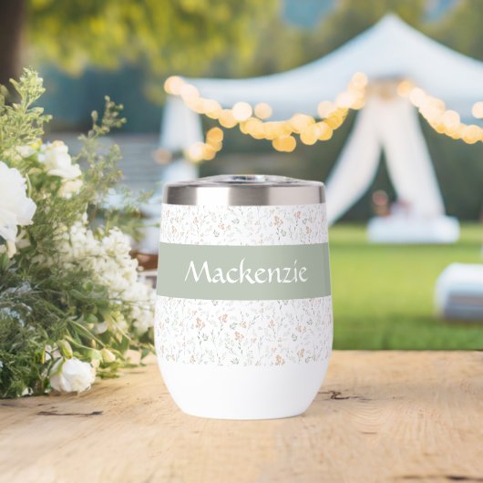 Sage Watercolor Wildflower Floral Custom Name (ウェディング (回転後))