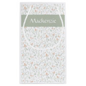 Sage Watercolor Wildflower Floral Custom Name スモールペーパーバッグ (裏面)