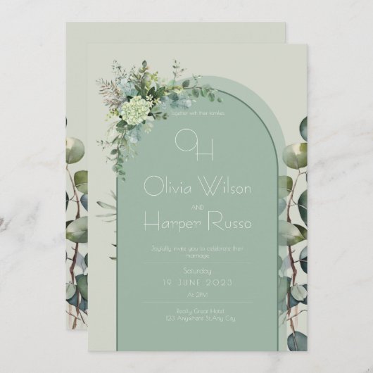 Sage Wedding Invitation 招待状 (正面/裏面)