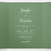 Sage Wedding RSVPモダン詳細QRコード写真 三つ折り招待状 (内部中)