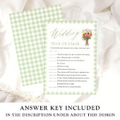 Sage Wedding True or False Bridal Shower Game 招待状