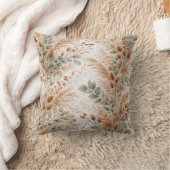 Sage & Wheat Meadow Botanical Pattern クッション (ブランケット)