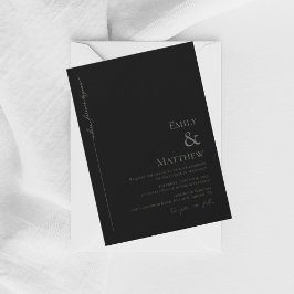 Sage Where Forever Begins Black Wedding Invitation 招待状