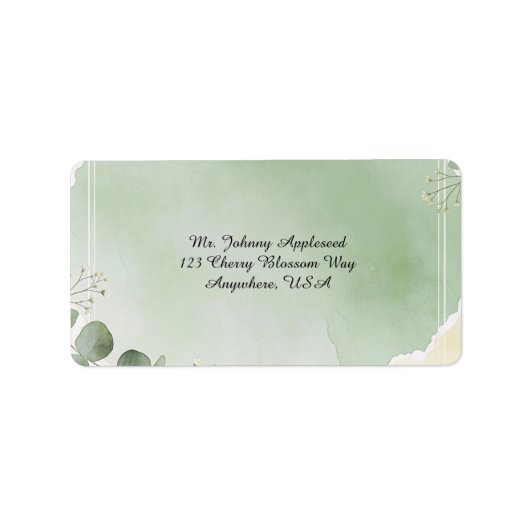 Sage Whisper Botanical Address Labels ラベル (正面)