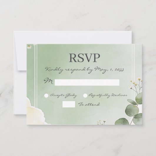 Sage Whisper Botanical RSVP Cards (正面)