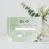 Sage Whisper Botanical RSVP Cards (スタンド正面)