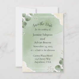 Sage Whisper Botanical Save the Date Cards セーブザデート
