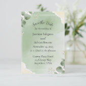 Sage Whisper Botanical Save the Date Cards セーブザデート (スタンド正面)