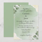 Sage Whisper Botanical Wedding Invitations 招待状 (正面/裏面)