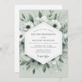 Sage Whispering Anemone Wedding 招待状 (正面/裏面)