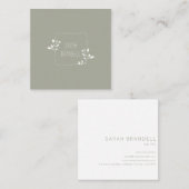 Sage & Whiteの手描のフローラフレーム スクエア名刺 (正面/裏面)