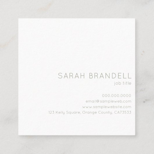 Sage & Whiteの手描のフローラフレーム スクエア名刺 (裏面)