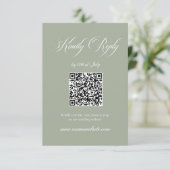 Sage & White Striped Classic Wedding QR Code 出欠カード (スタンド正面)