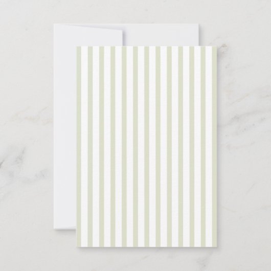 Sage & White Striped Classic Wedding QR Code 出欠カード (裏面)