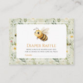 Sage Wildflower Bee Baby Shower Diaper Raffle エンクロージャーカード (正面)