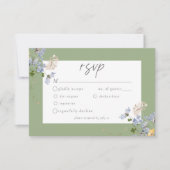 Sage Wildflower Garden Elegant Wedding 出欠カード (正面)