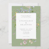 Sage Wildflower Garden Elegant Wedding 招待状 (正面)