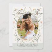 Sage Wildflower Photo Graduation Thank You Card 招待状 (正面)