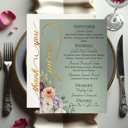 Sage - Wildflowers, Monogram & Thank You  メニュー