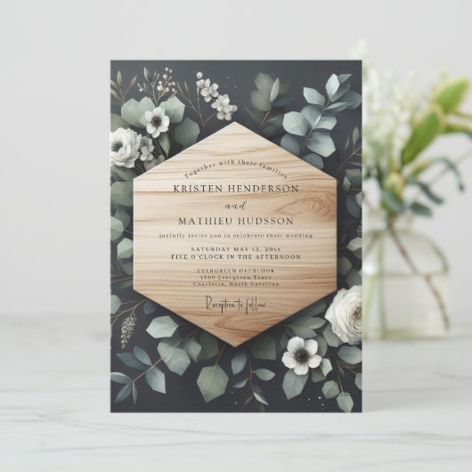 Sage Woodland Bloom Wedding 招待状 (スタンド正面)