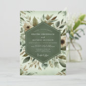 Sage Woodland Bloom Wedding 招待状 (スタンド正面)