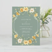 Sage Yellow Botanical Whimsical Wedding 招待状 (スタンド正面)