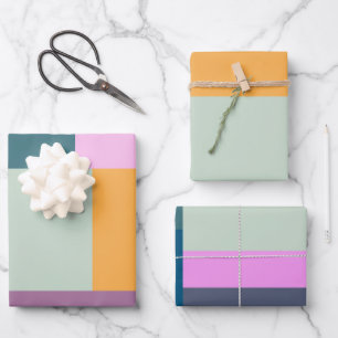 Sage Yellow Purpleカラフルの幾何学的パッチワーク ラッピングペーパーシート