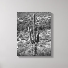 Sagebrush 11x14の黒と白のSaguaroサボテン キャンバスプリント