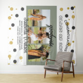 SageGreen大3枚の写真卒業パーティーの背景 タペストリー (インサイチュ(横))