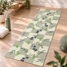 SageGreen 水彩フレンチシックオリーブパターン ヨガマット