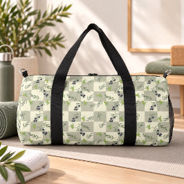 SageGreen Watercolor フレンチシックオリーブパターン ダッフルバッグ