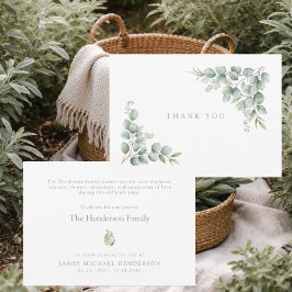 SageSimple Greenery Funeral Personalized Thank You サンキューカード