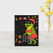 Sagging But Still Gagging Funny Christmas Frog Hol カード (黄色い花)