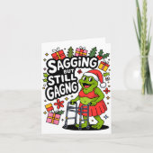 Sagging But Still Gagging Funny Christmas Frog Hol カード (正面)