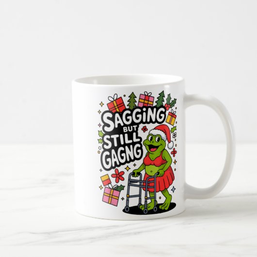 Sagging But Still Gagging Funny Christmas Frog Hol コーヒーマグカップ (右)