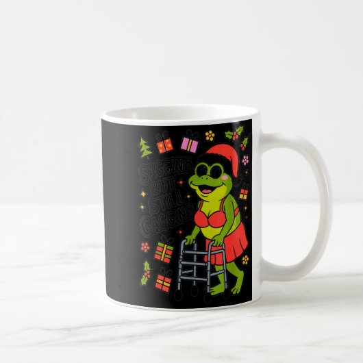 Sagging But Still Gagging Funny Christmas Frog Hol コーヒーマグカップ (右)