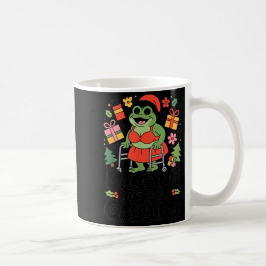 Sagging But Still Gagging Funny Christmas Frog Hol コーヒーマグカップ (右)