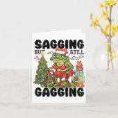 Sagging But Still Gagging, Funny Christmas Meme  カード (黄色い花)