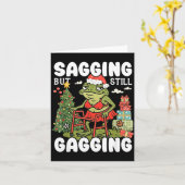 Sagging But Still Gagging Funny Meme Sarcastic Chr カード (黄色い花)