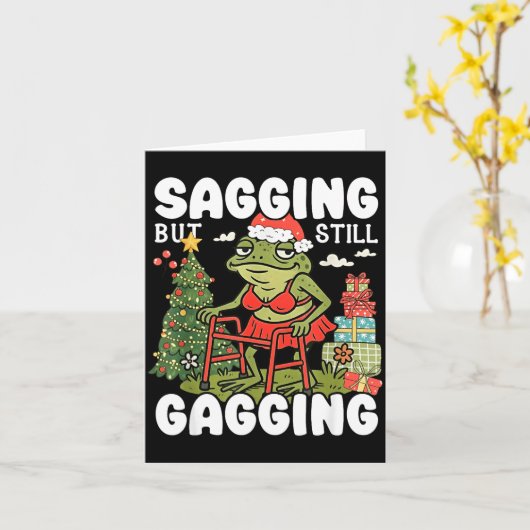 Sagging But Still Gagging Funny Meme Sarcastic Chr カード (黄色い花)