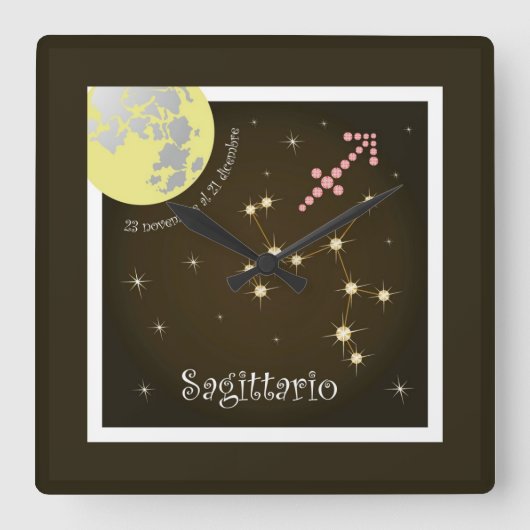 Sagittario 23 novembre al 21 dicembre Uhr スクエア壁時計 (正面)