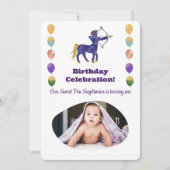 Sagittarius 1st Birthday Photo Impressionist Gold 招待状 (正面)