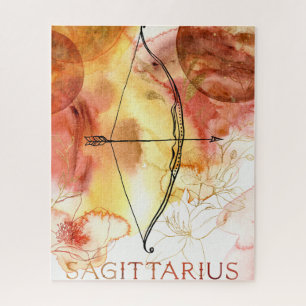 Sagittarius archer red orange gold planets zodiac  ジグソーパズル